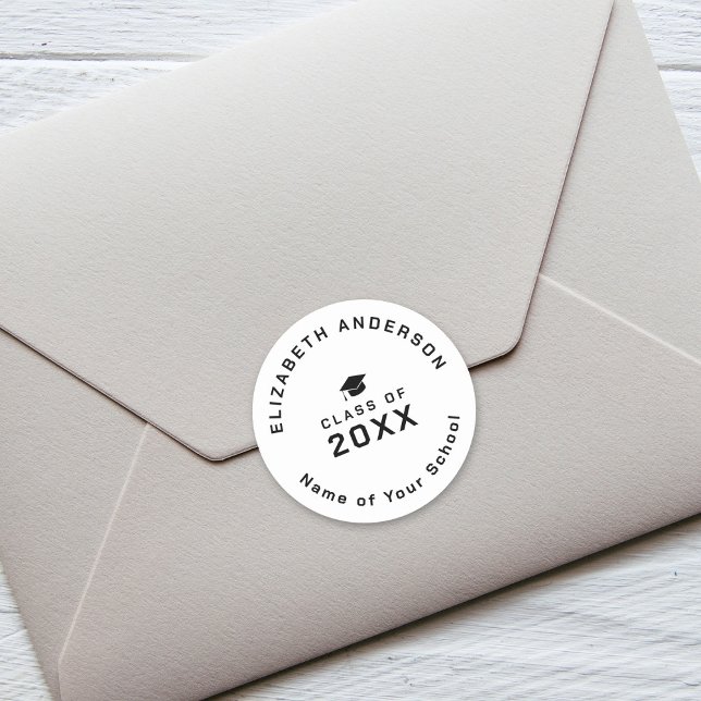 Modern Minimalist Simple Class of 2026 Graduation Classic Round Sticker (Creator Uploaded)