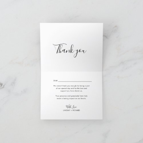 Modern Minimalist Simple Clean Typography Wedding Thank You Card