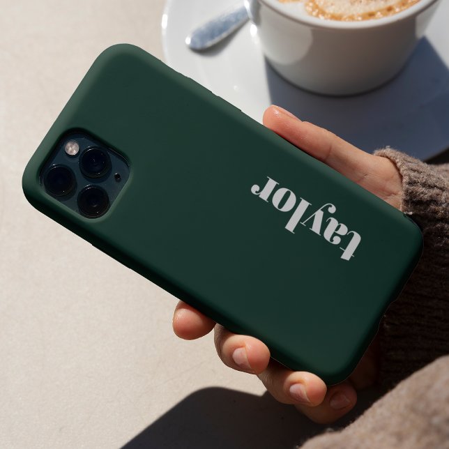 Modern Minimalist Simple Cool Green Personalized iPhone Case (Creator Uploaded)