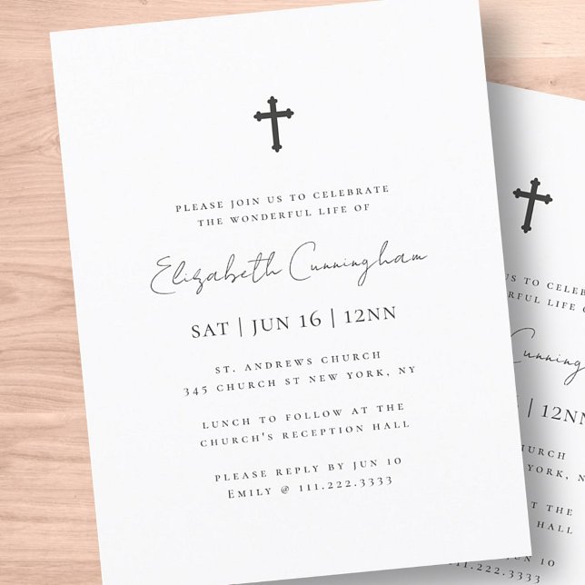Modern Minimalist Simple Cross Memorial Funeral Postcard (Creator Uploaded)