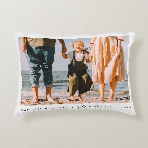 Modern Minimalist Simple Custom Family Photo Accent Pillow
