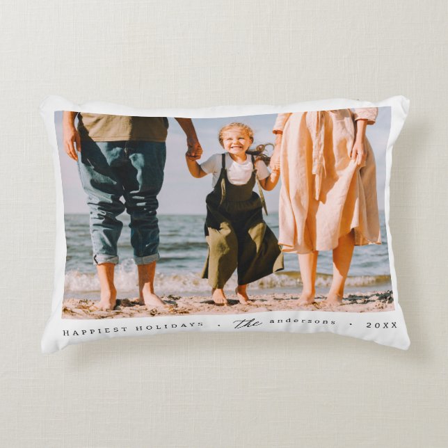 Modern Minimalist Simple Custom Family Photo Accent Pillow (Front)
