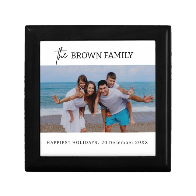 Modern Minimalist Simple Custom Family Photo  Gift Box (Front)