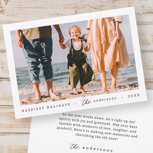 Modern Minimalist Simple Custom Family Photo Holiday Card