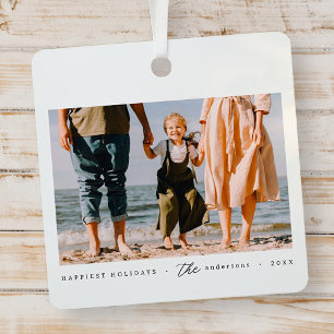 Modern Minimalist Simple Custom Family Photo Metal Ornament