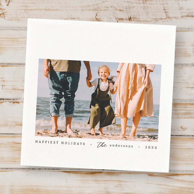 Modern Minimalist Simple Custom Family Photo Napkins (Creator Uploaded)