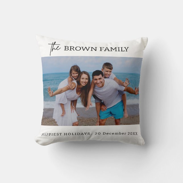 Modern Minimalist Simple Custom Family Photo  Throw Pillow (Front)