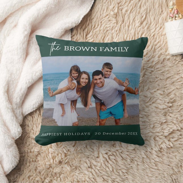 Modern Minimalist Simple Custom Family Photo  Throw Pillow (Blanket)