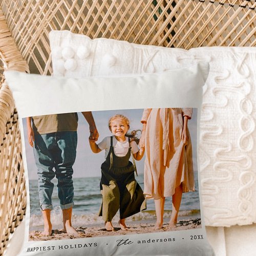 Modern Minimalist Simple Custom Family Photo Throw Pillow