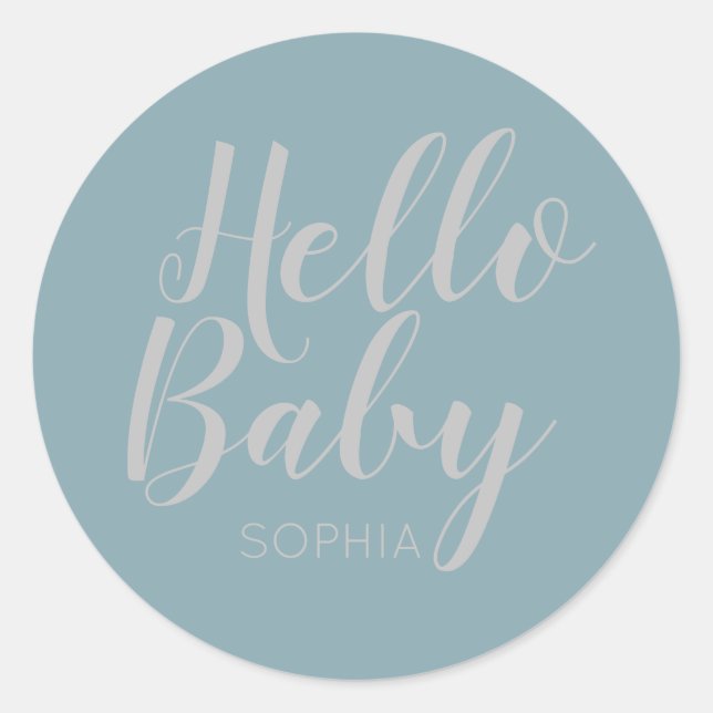 modern minimalist simple cute baby shower classic round sticker (Front)