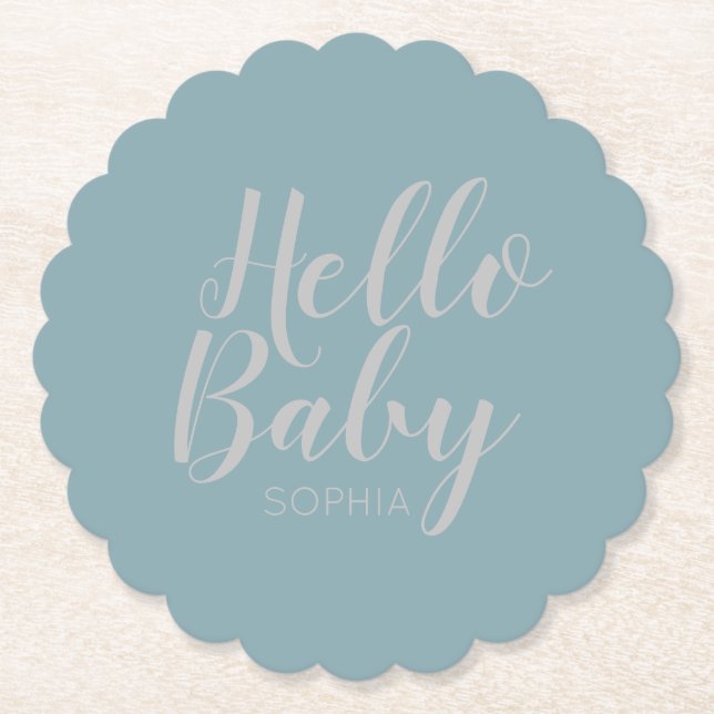 modern minimalist simple cute baby shower paper coaster (Front)