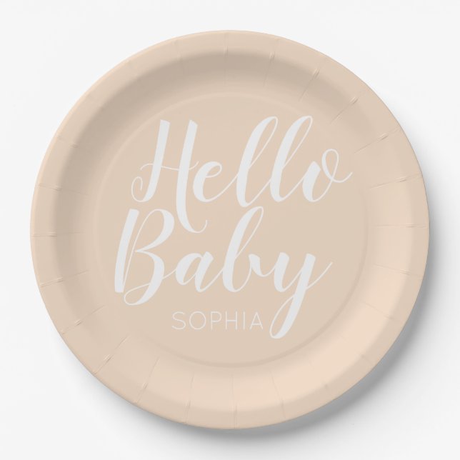 modern minimalist simple cute baby shower paper plates (Front)