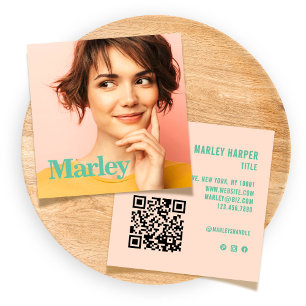 Modern Minimalist Simple Cute Fun Chic Photo Square Business Card