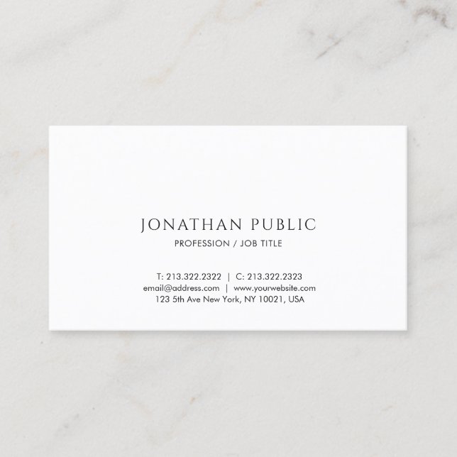 Modern Minimalist Simple Design Elegant Template Business Card (Front)