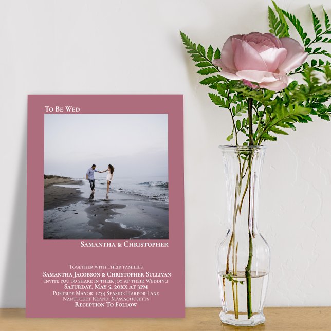 Modern Minimalist Simple Dusty Rose Photo Wedding Invitation (Creator Uploaded)