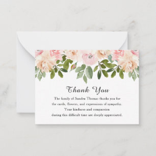 Modern Minimalist Simple Elegant Funeral Thank You Note Card