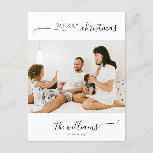 Modern Minimalist Simple Family Christmas photo  Postcard