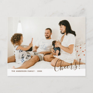 Modern Minimalist Simple Family Photo New Year Postcard