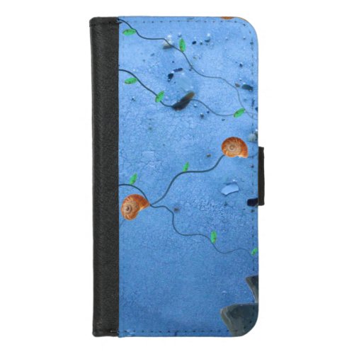 Modern minimalist simple foliage snail green blue iPhone 87 wallet case