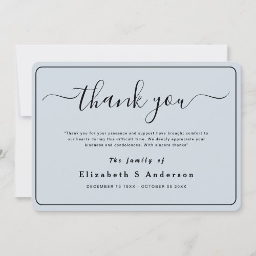 Modern Minimalist Simple Funeral Thank You Note Card