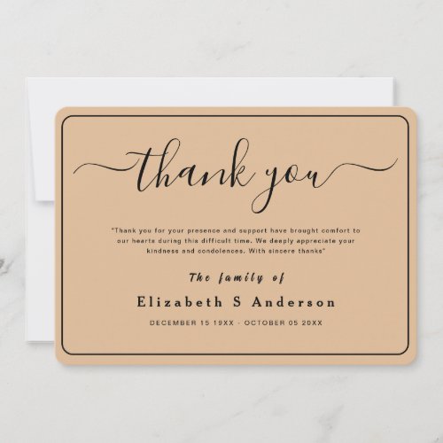 Modern Minimalist Simple Funeral Thank You Note Card