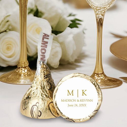 Modern Minimalist Simple Gold Monogram Wedding Hersheys Kisses