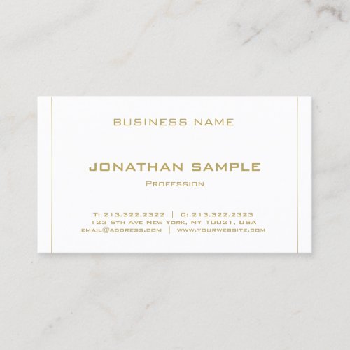 Modern Minimalist Simple Gold Striped Trendy Business Card