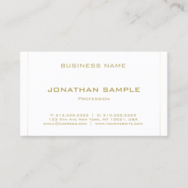 Modern Minimalist Simple Gold Striped Trendy Business Card (Front)