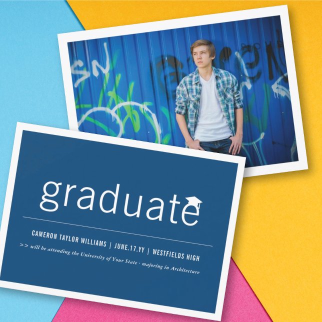 Modern Minimalist Simple Graduate Graduation Photo Announcement (Creator Uploaded)