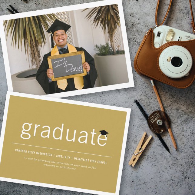 Modern Minimalist Simple Graduate Photo Graduation Announcement (Creator Uploaded)