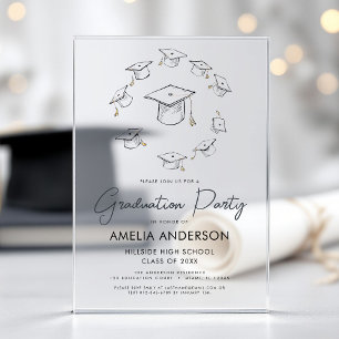 Modern Minimalist Simple Graduation Party Acrylic Invitations