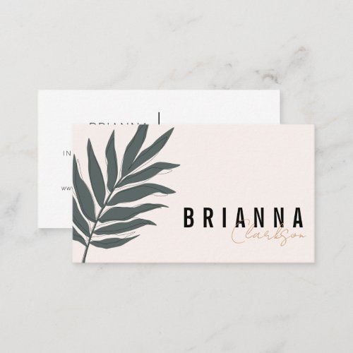 Modern Minimalist Simple Green Leaf Botanical Business Card