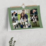 Modern minimalist simple green photo collage calendar<br><div class="desc">Create your own multi photo collage (32 photos) year memories calendar. Can be a special keepsake gift for family,  engaged couple,  newlyweds,  parents,  grandparents,  or best friends.</div>