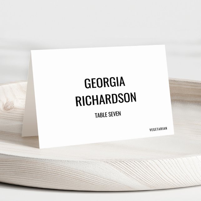 Modern Minimalist Simple Guest Name Place Card (Simple monogram wedding place card)