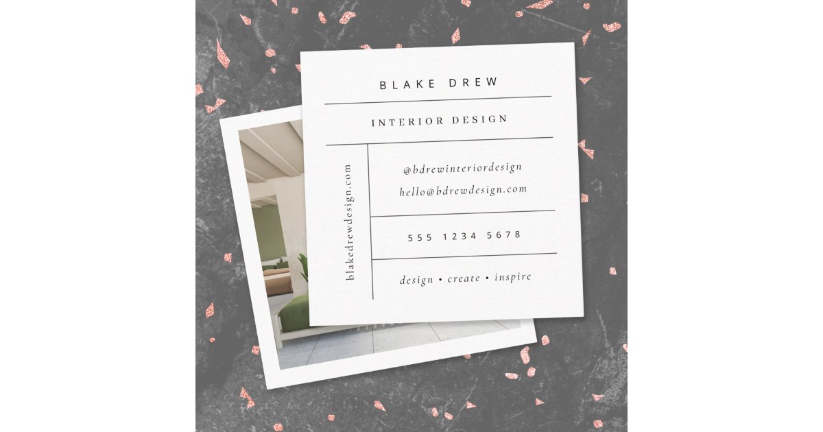 Modern Minimalist Simple Interior Design Photo Square Business Card ...