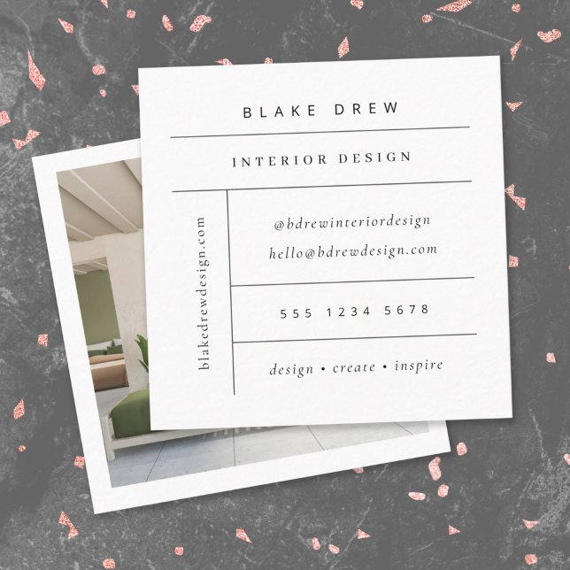 Modern Minimalist Simple Interior Design Photo Square Business Card (Creator Uploaded)