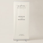 Modern minimalist simple ivory wedding welcome retractable banner