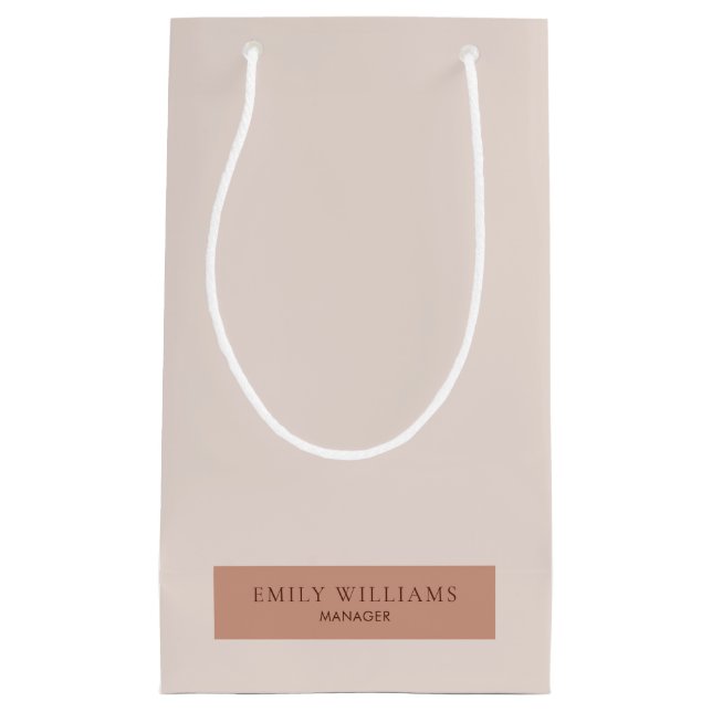 Modern Minimalist Simple Layout Typo Warm Brown Small Gift Bag (Front)