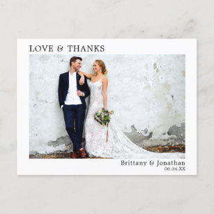 Modern Minimalist Simple Love and Thanks Wedding Postcard