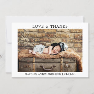 Modern Minimalist Simple Love Thanks Baby Thank You Card