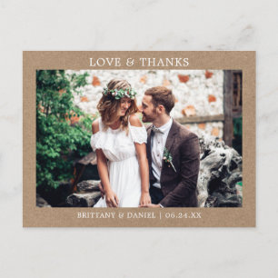 Modern Minimalist Simple Love Thanks Kraft Postcard