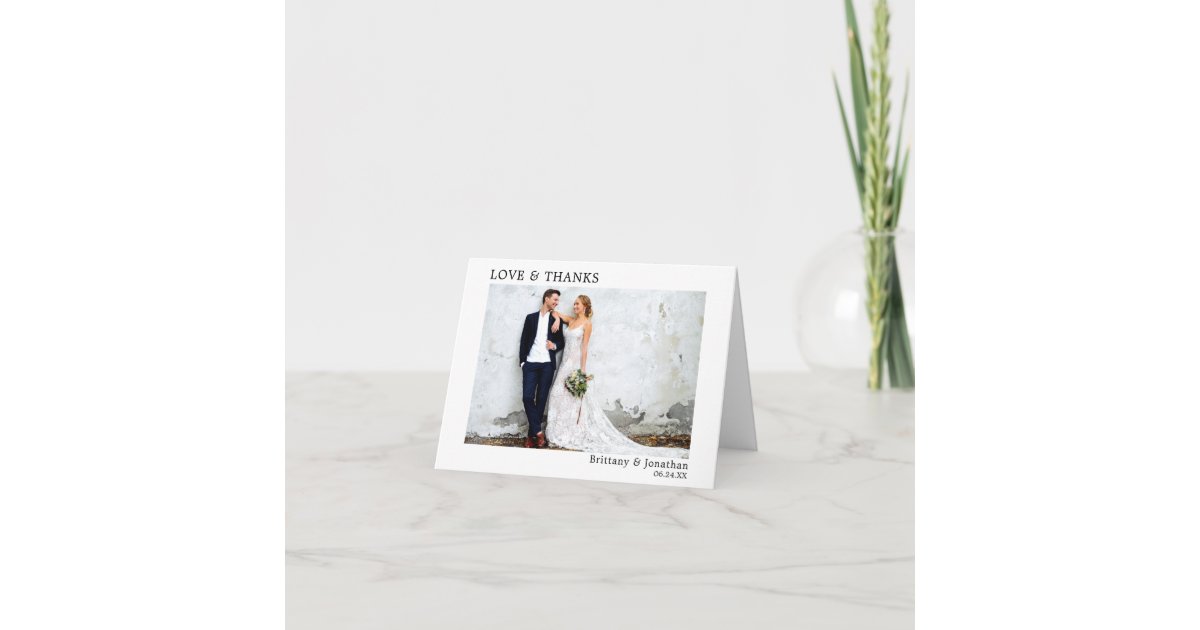 Modern Minimalist Simple Love Thanks Wedding Note Thank You Card | Zazzle