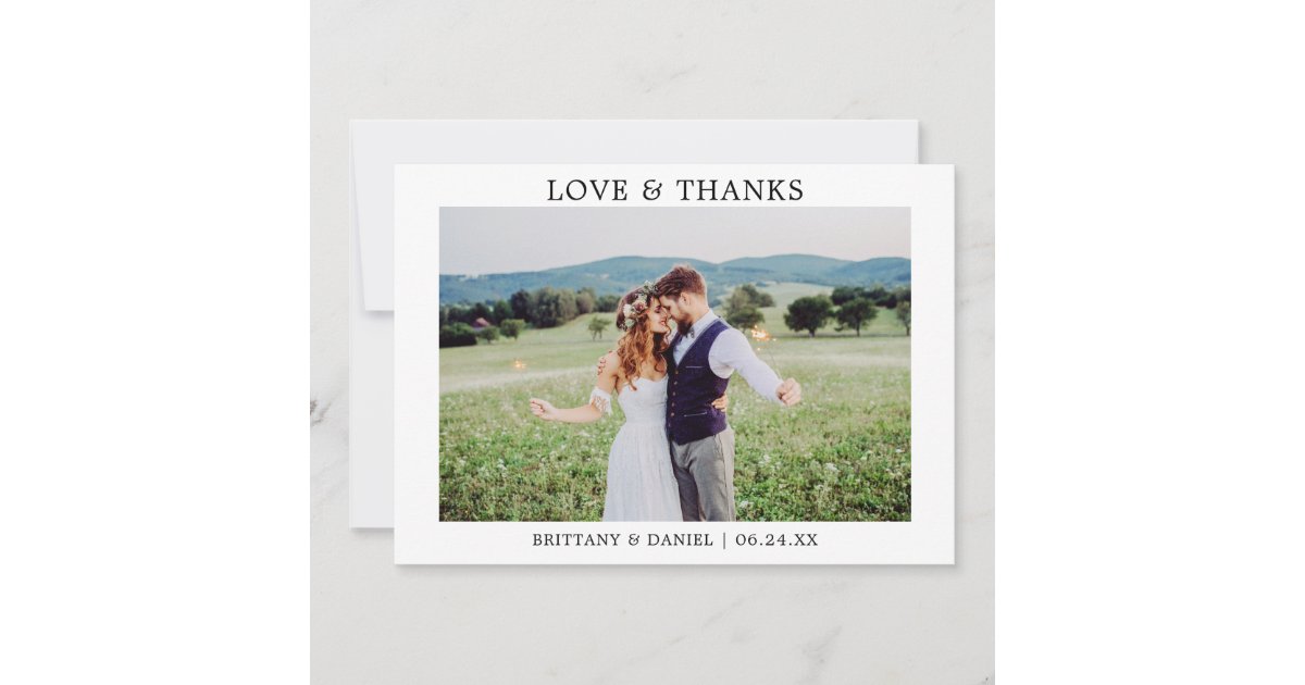 Modern Minimalist Simple Love Thanks Wedding Thank You Card | Zazzle