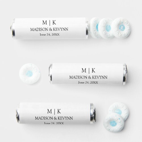 Modern Minimalist Simple Monogram Wedding Breath Savers Mints