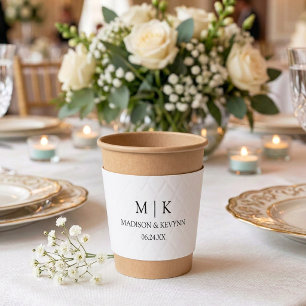 Modern Minimalist Simple Monogram Wedding Coffee Cup Sleeve