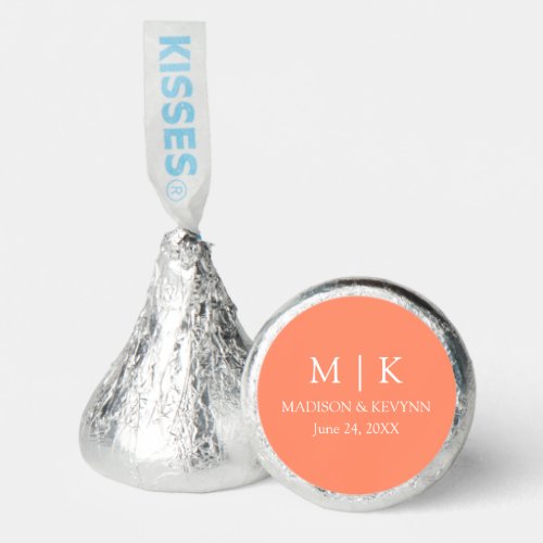 Modern Minimalist Simple Monogram Wedding Coral Hershey&#174;'s Kisses&#174;