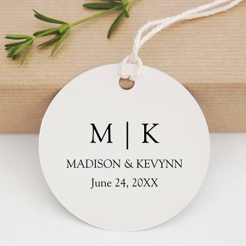 Modern Minimalist Simple Monogram Wedding  Favor Tags