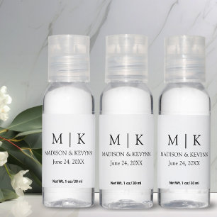 Modern Minimalist Simple Monogram Wedding Hand Sanitizer