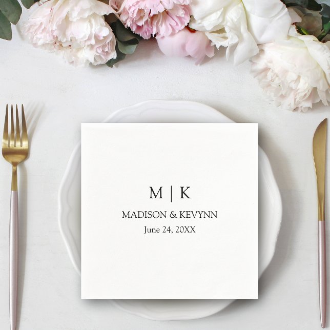 Modern Minimalist Simple Monogram Wedding Napkins (Customize to change text size, style or to add more text.)