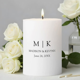 Modern Minimalist Simple Monogram Wedding Pillar Candle